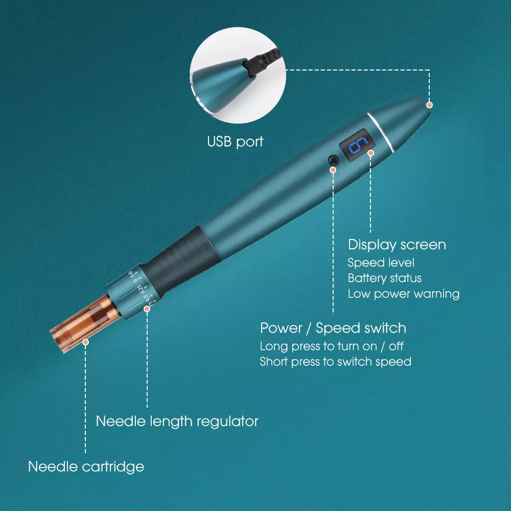 Electric Wireless Microneedling 0-3mm Derma Pen - 6