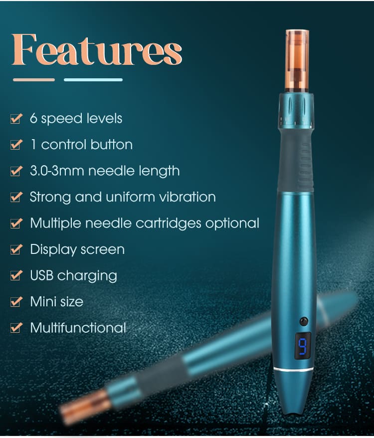 Electric Wireless Microneedling 0-3mm Derma Pen - Features